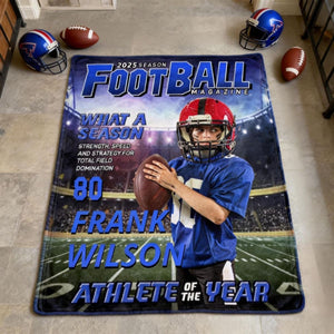 Custom Photo Magazine Cover Personalized American Football Blanket Gift for American Football Lovers