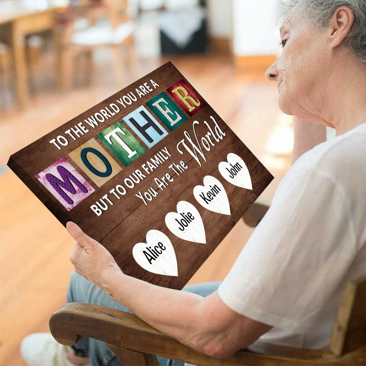 You Are The World Custom Names Canvas For Mom, Mother's Day Gift