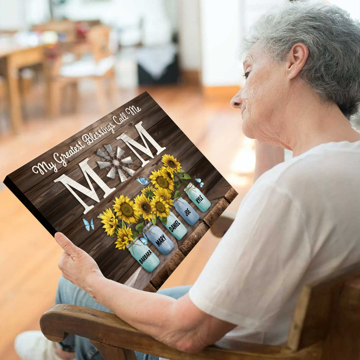 My Greatest Blessings Call Me Mom - Custom Names Canvas, Mother's Day Gift