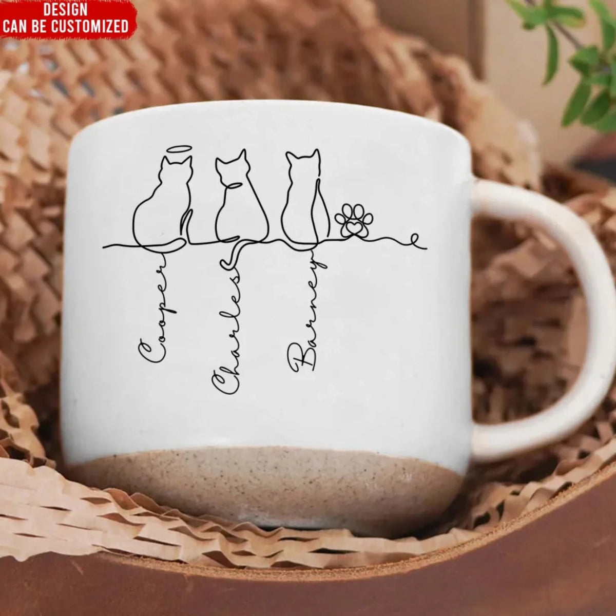Cute Cats - Personalized Pottery Mug, Gift for Cat Mom/Cat Dad, Cat Lover's Gift