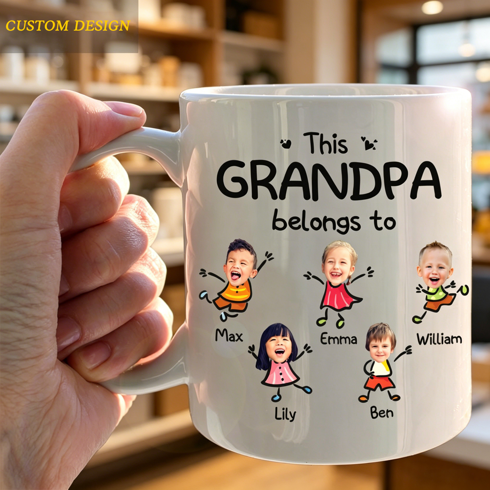 Personalized "This Grandpa Belongs To" Ceramic Mug – Father's Day Gift For Grandpa