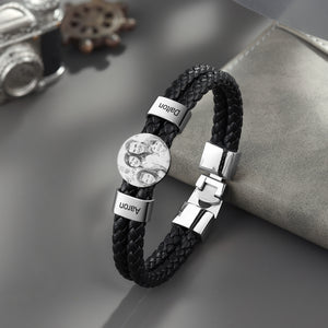 Gift For Dad,Husband,Son,Brother - Personalized Photo Leather Bracelet