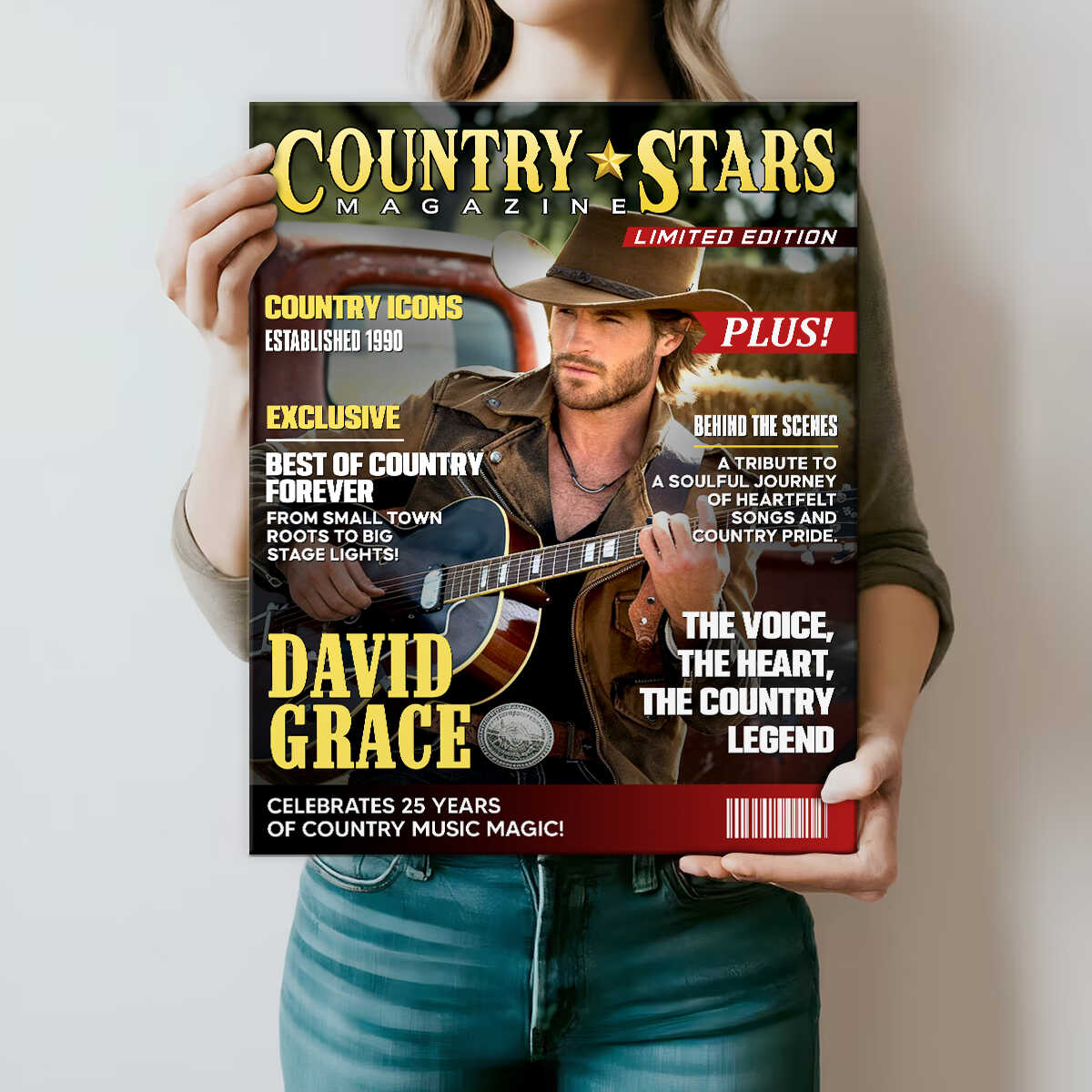Personalized Country Stars Magazine Cover Canvas, Custom Country Stars Photo Canvas, Cool Gift For Music Lover