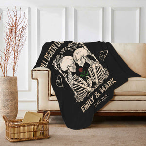 Till Death Do Us Part Skeleton Personalized Couple Blanket