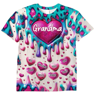 Personalized 3D Coloful Sweet Heart Dripping All-over Print T Shirt