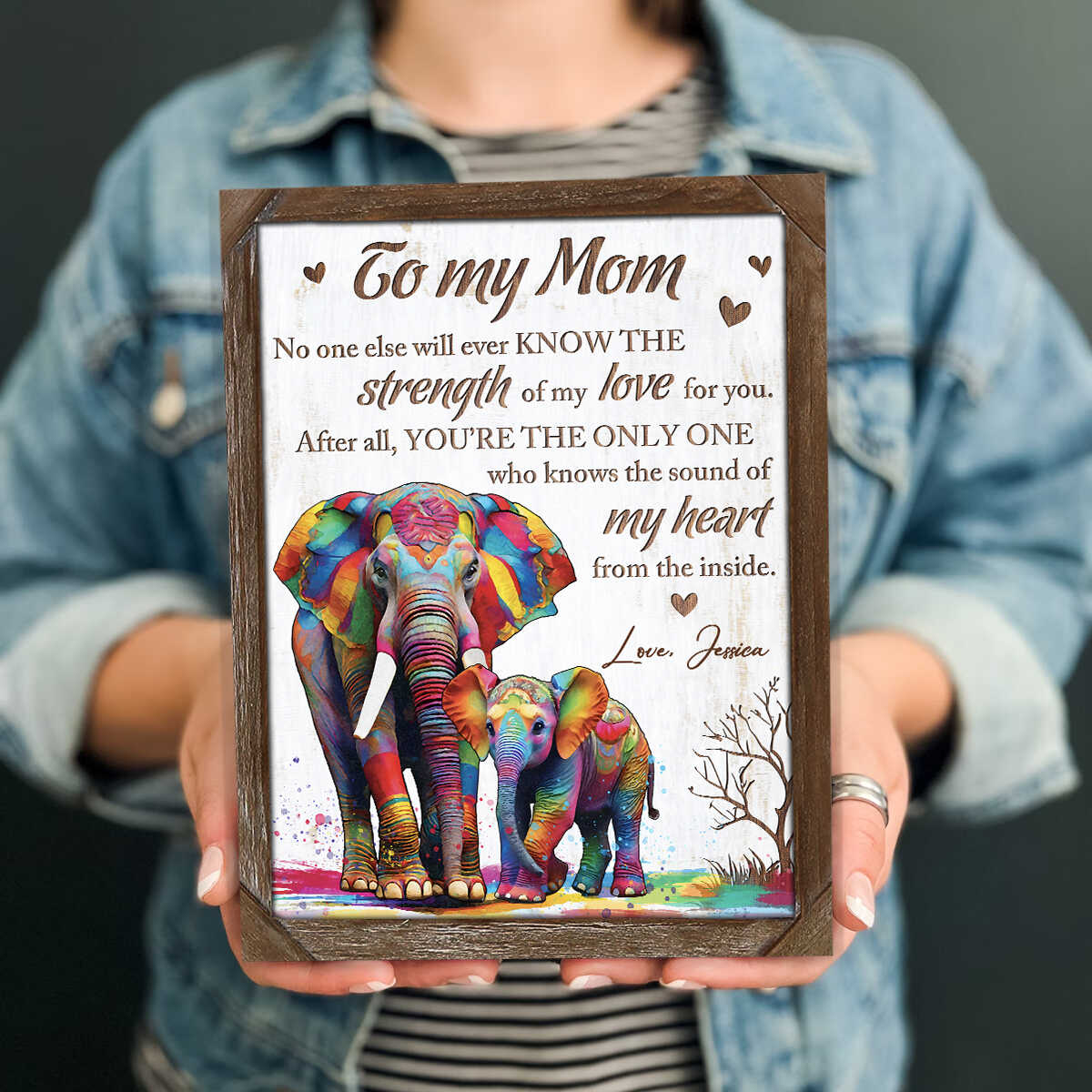 Personalized Mother And Baby Elephant Canvas
