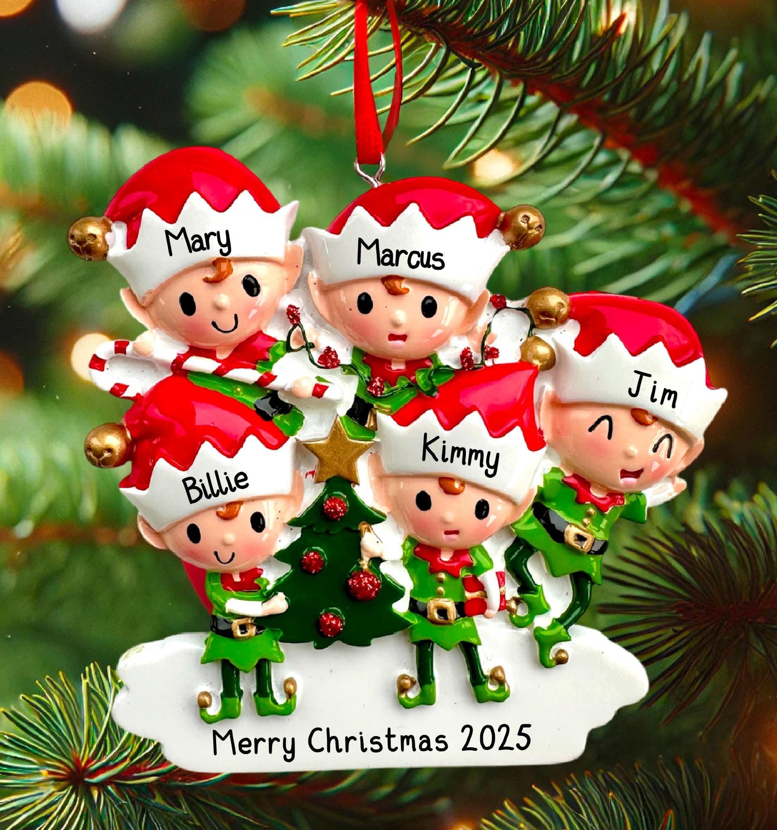 Personalized Elves Elf Family Christmas Ornament