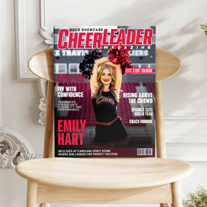 Personalized Cheerleader Magazine Cover Canvas, Custom Cheer Magazine Cover, Cheerleader Gift