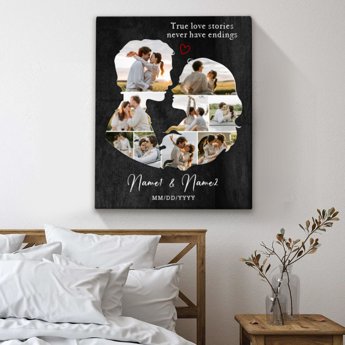 Personalized Couples Canvas Art, Gift For Husband Wife, Couples Wall Art For Bedroom, Wedding Engagement Gift For Couple