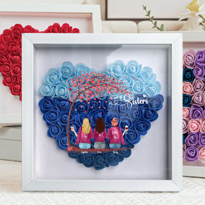 Personalized Sisters Besties Forever Flower Shadow Box