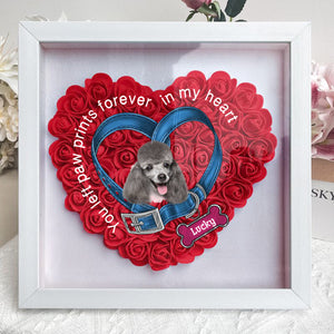 Personalized Dog Memorial Dog collar Heart Flower Shadow Box