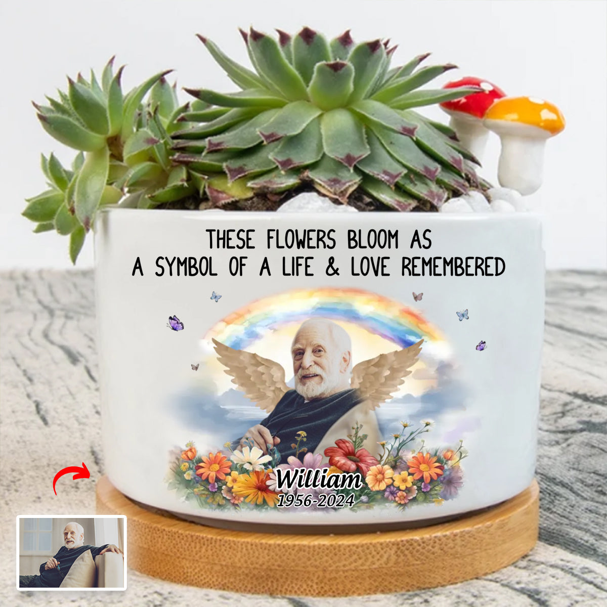 Personalized These Flowers Bloom Memorial Photo Plant Pot