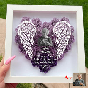 Personalized Memorial Photo Wings Flower Shadow Box