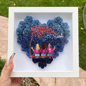 Personalized Sisters Besties Forever Flower Shadow Box