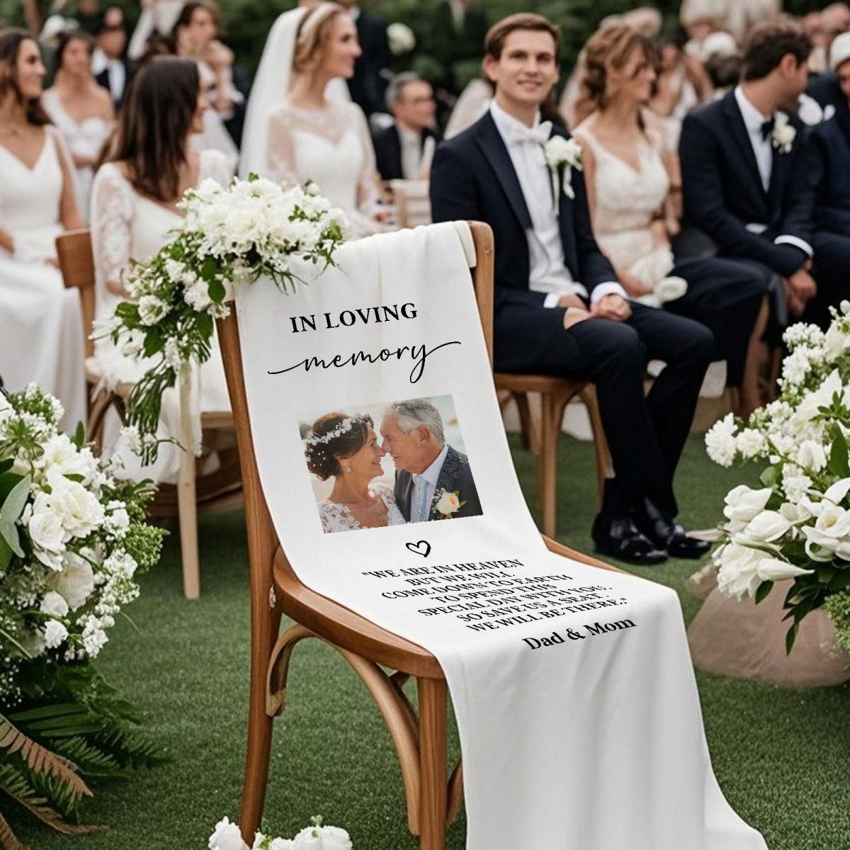 Reserved Wedding Memorial Chair Sign, Custom Memorial Wedding Sign,Wedding Chair Banner In Memory Of Loved Ones