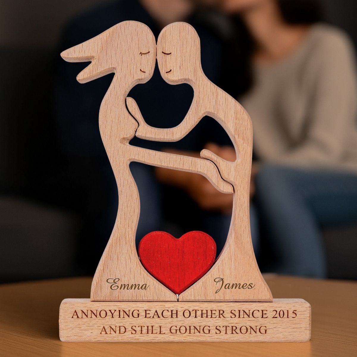 Couple Funny Puzzle Gift For Her Gift For Him - Personalized Wooden Family Puzzle