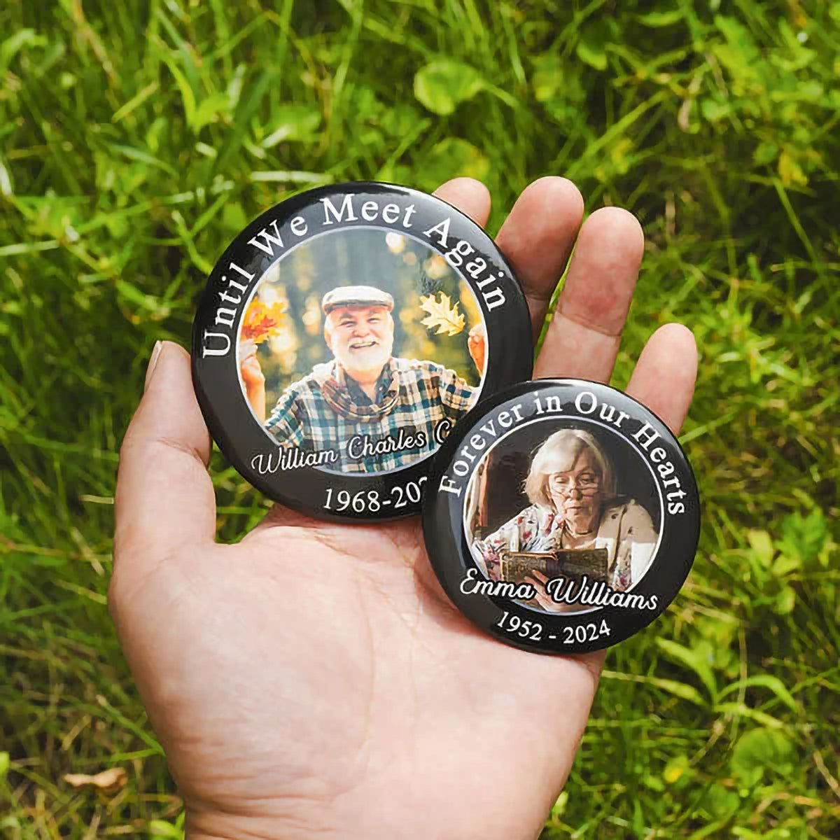 Personalized Memorial Photo Button Pin Gift for Loss of Loved One