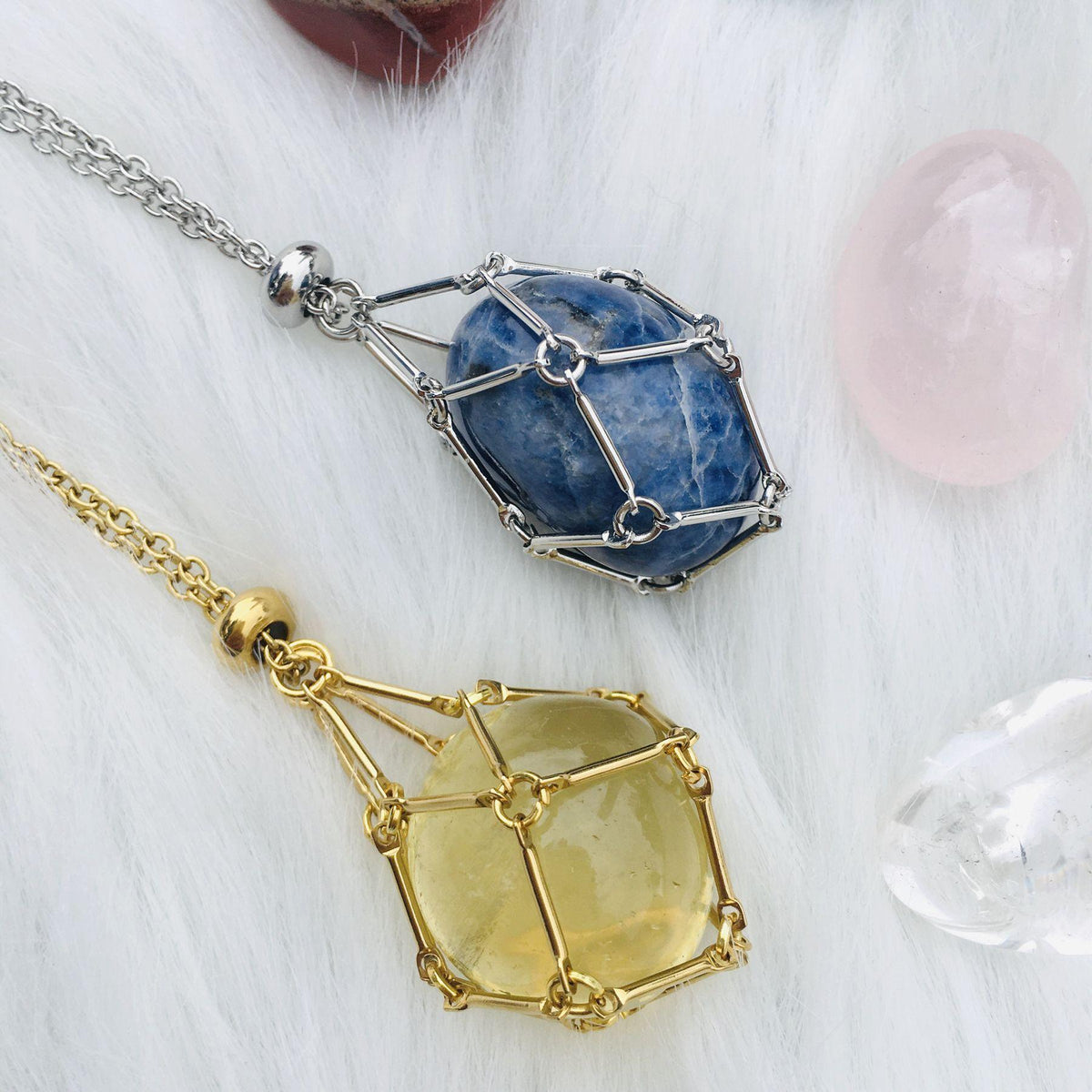 Crystal Gemstone Holder Necklace