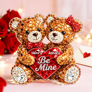 3D Shiny Effect Bear Couple - Personalized Acrylic Block Plaque - Heartfelt Valentine's Day Gift for Her, for Him