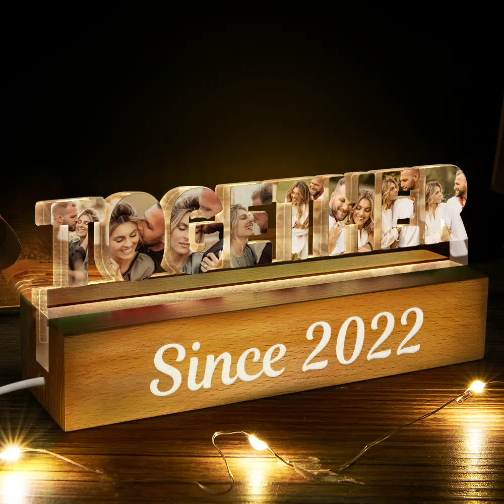 Custom Photo Together Since Year Couple Anniversary - Personalized Custom Shaped LED Light