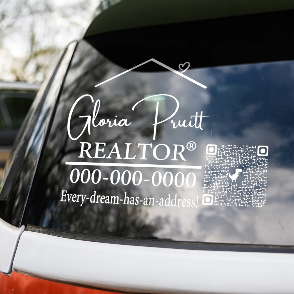 Personalized Realtor Branding Real Estate Marketing Car Window Decal With Website QR