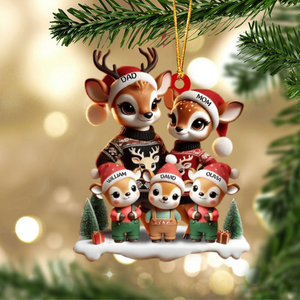 Deer Family Decor Personalized Christmas Ornament