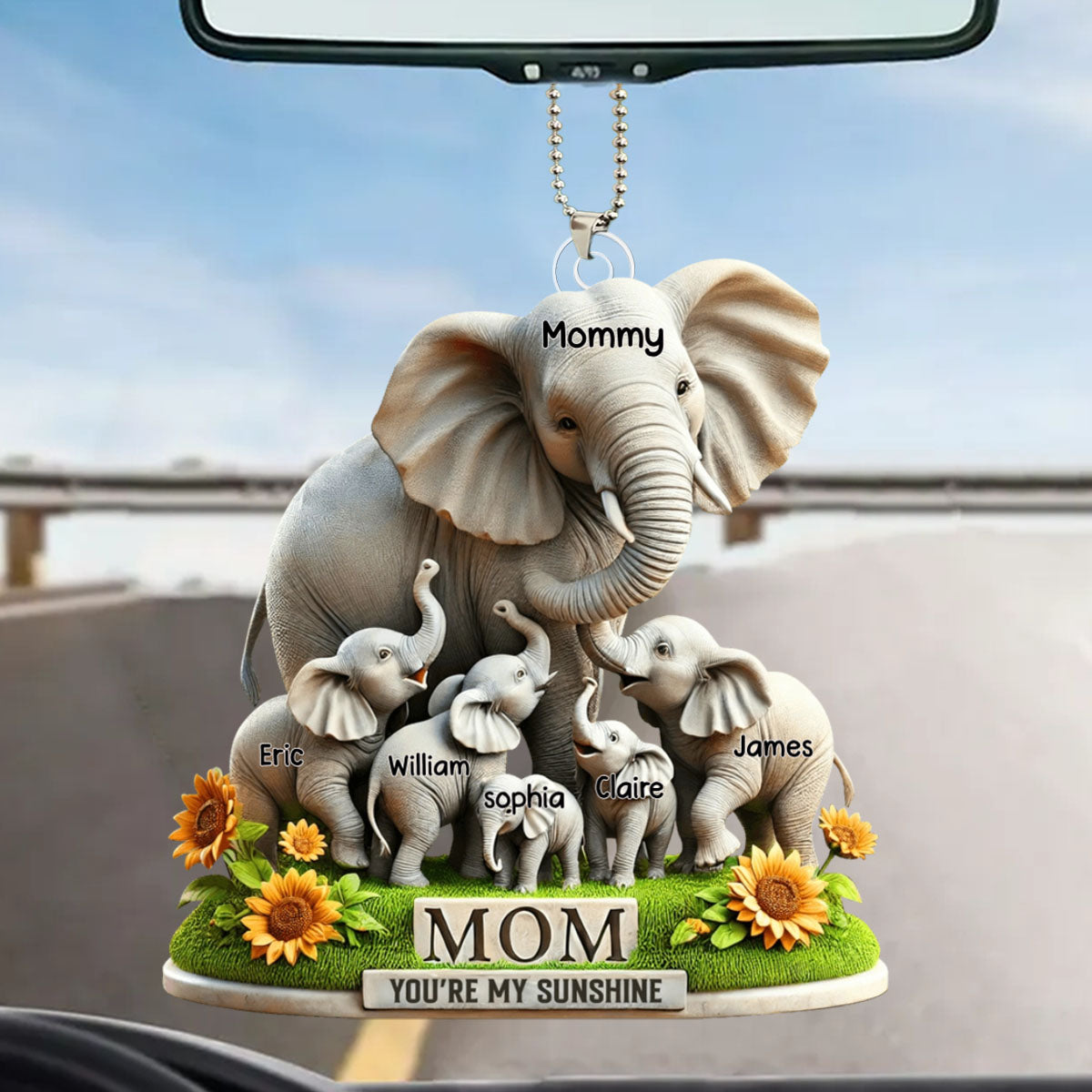 Personalized Elephant Acrylic Ornament - Custom Name For Mom
