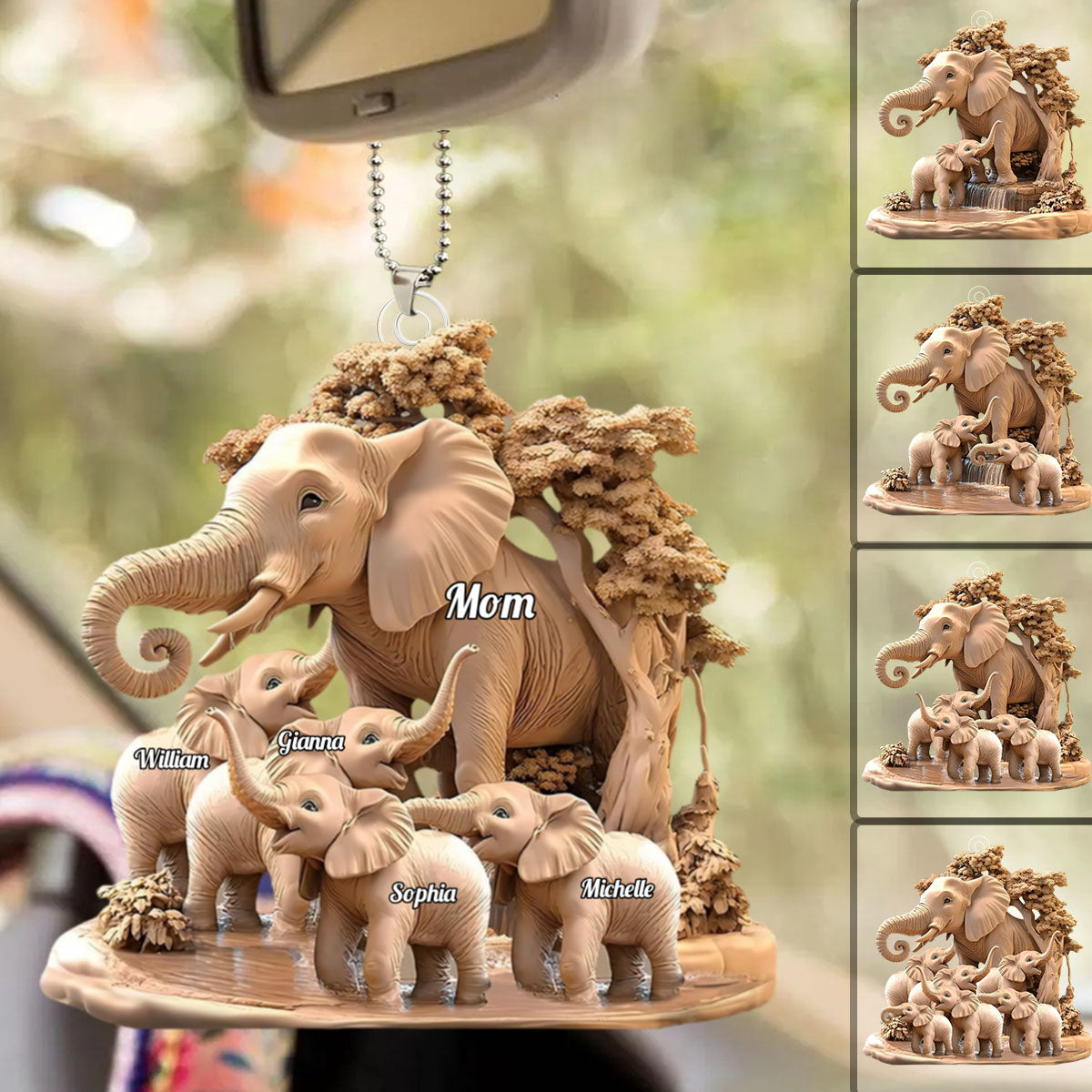 Gift For Mom, Grandma - Personalized Elephant Acrylic Ornament