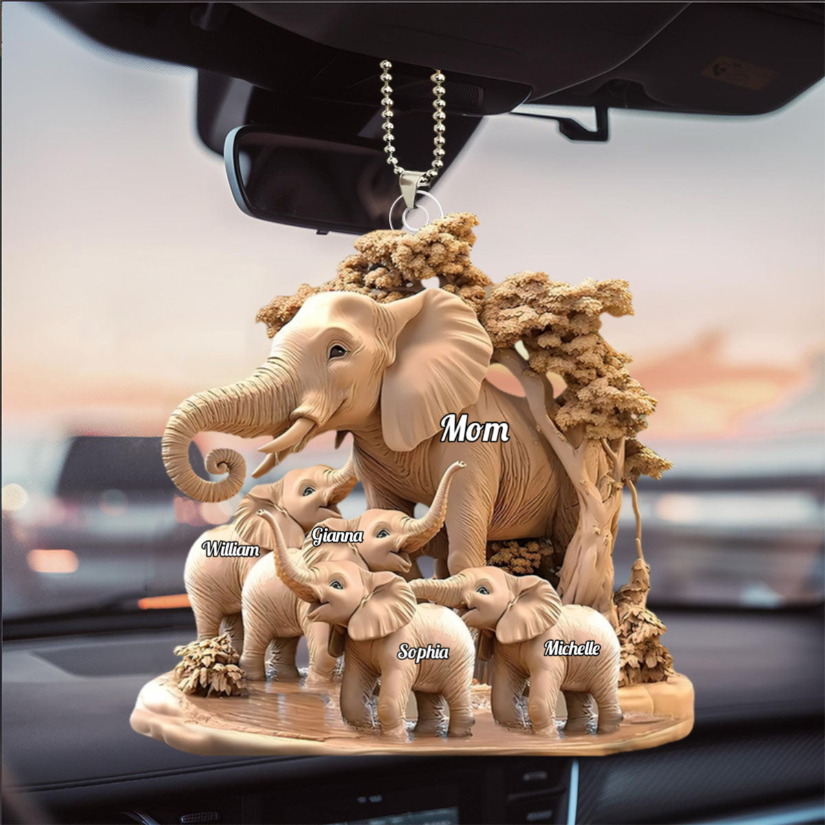 Gift For Mom, Grandma - Personalized Elephant Acrylic Ornament