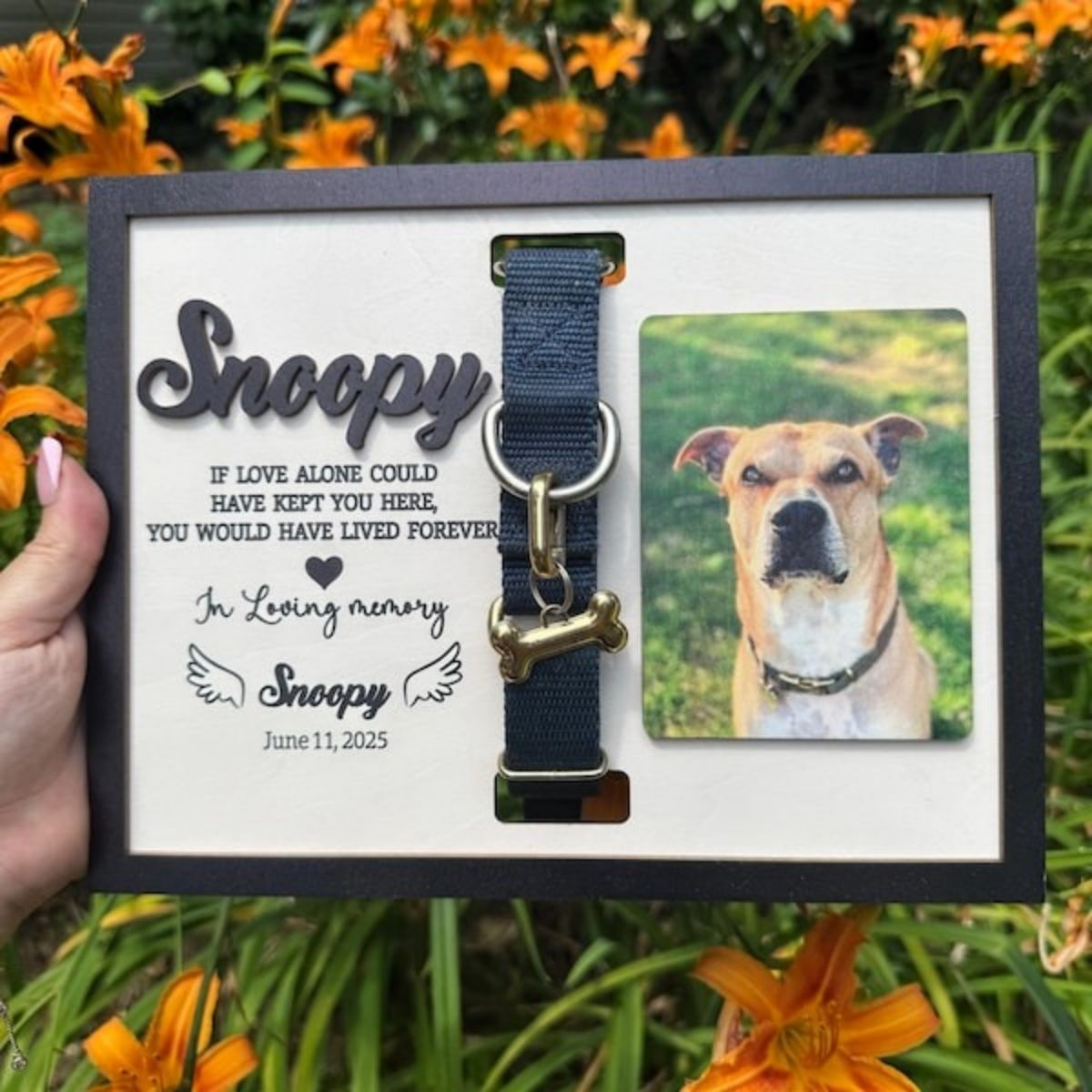 Personalized Dog Memorial Wood Frame With Collar Holder, Memorial Pet Collar Sign with Photo, Dog Memorial Gifts, Dog Sympathy Gift