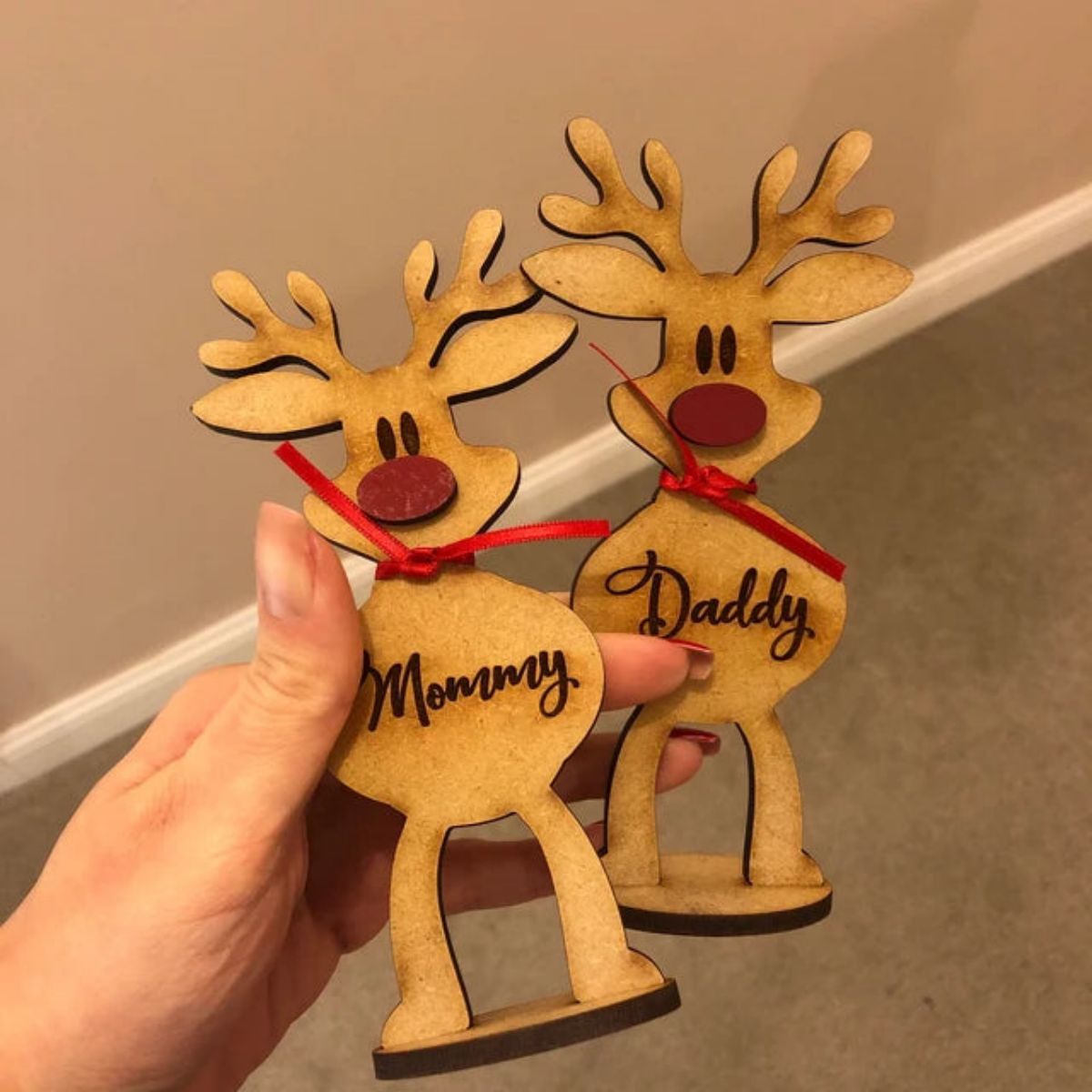 Personalized Freestanding Reindeer Table Decoration