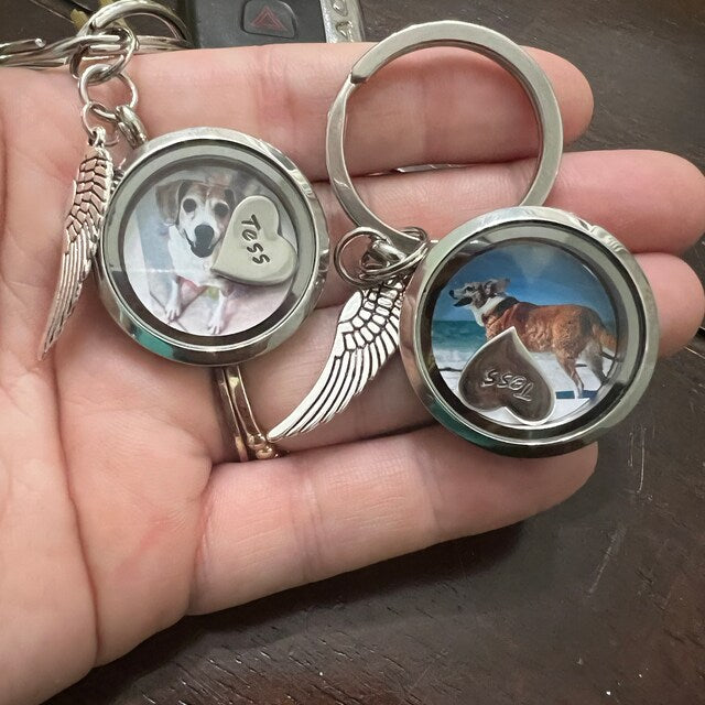 Engraved Name Photo Personalized Pet Keychain, Memorial Dog Fur keepsake