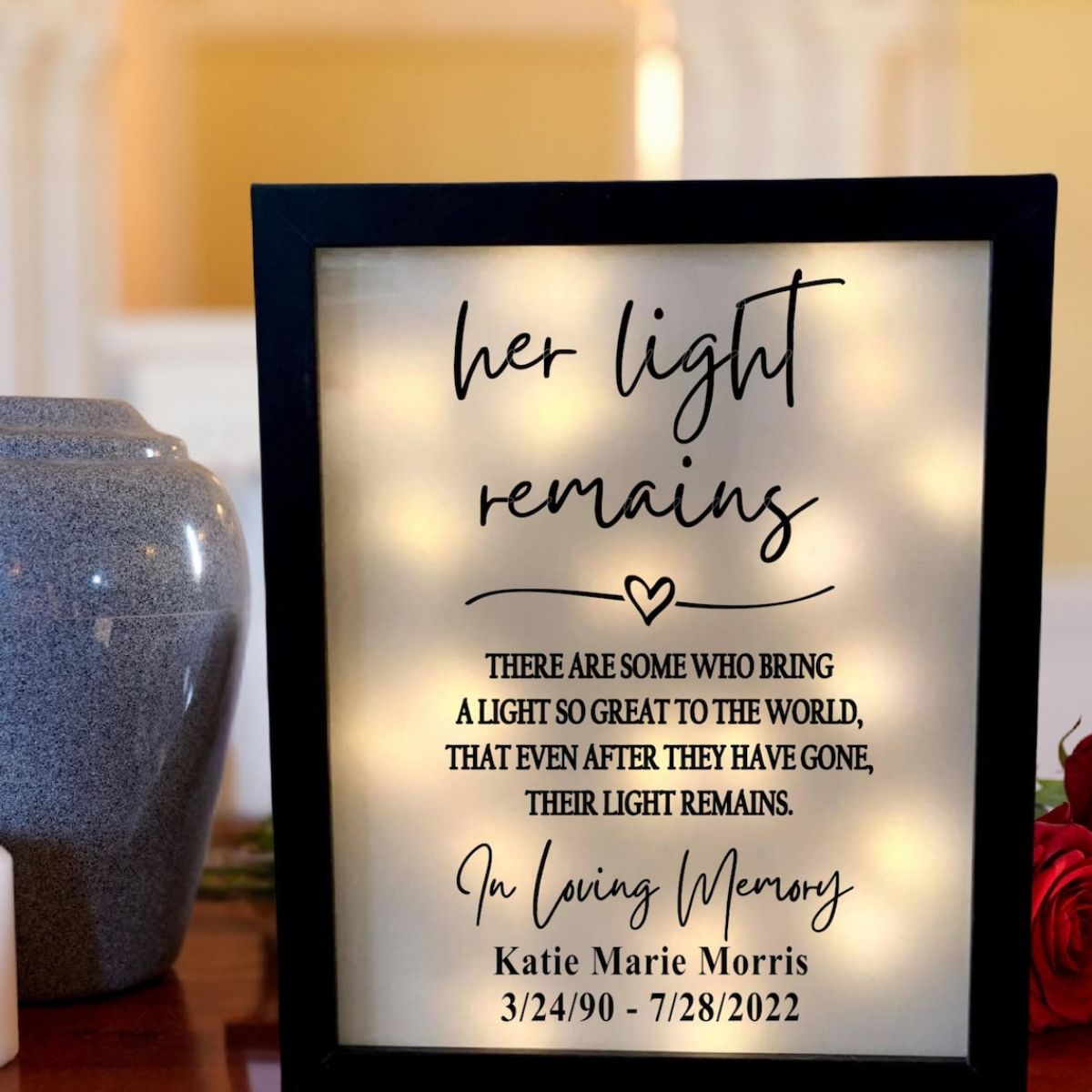Her Light Remains Personalized Memorial Frame,Memorial Shadow Box