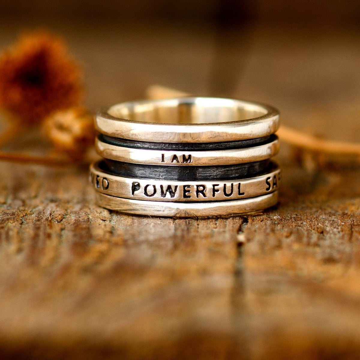 I Am Powerful Worthy Enough Loved Safe Ring, Fidget Spinner Ring