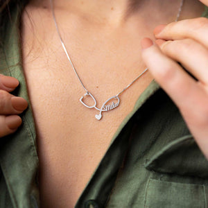 Personalized Nurse Stethoscope Necklace With Name - Ideal Graduation Gift For Medical Professionals