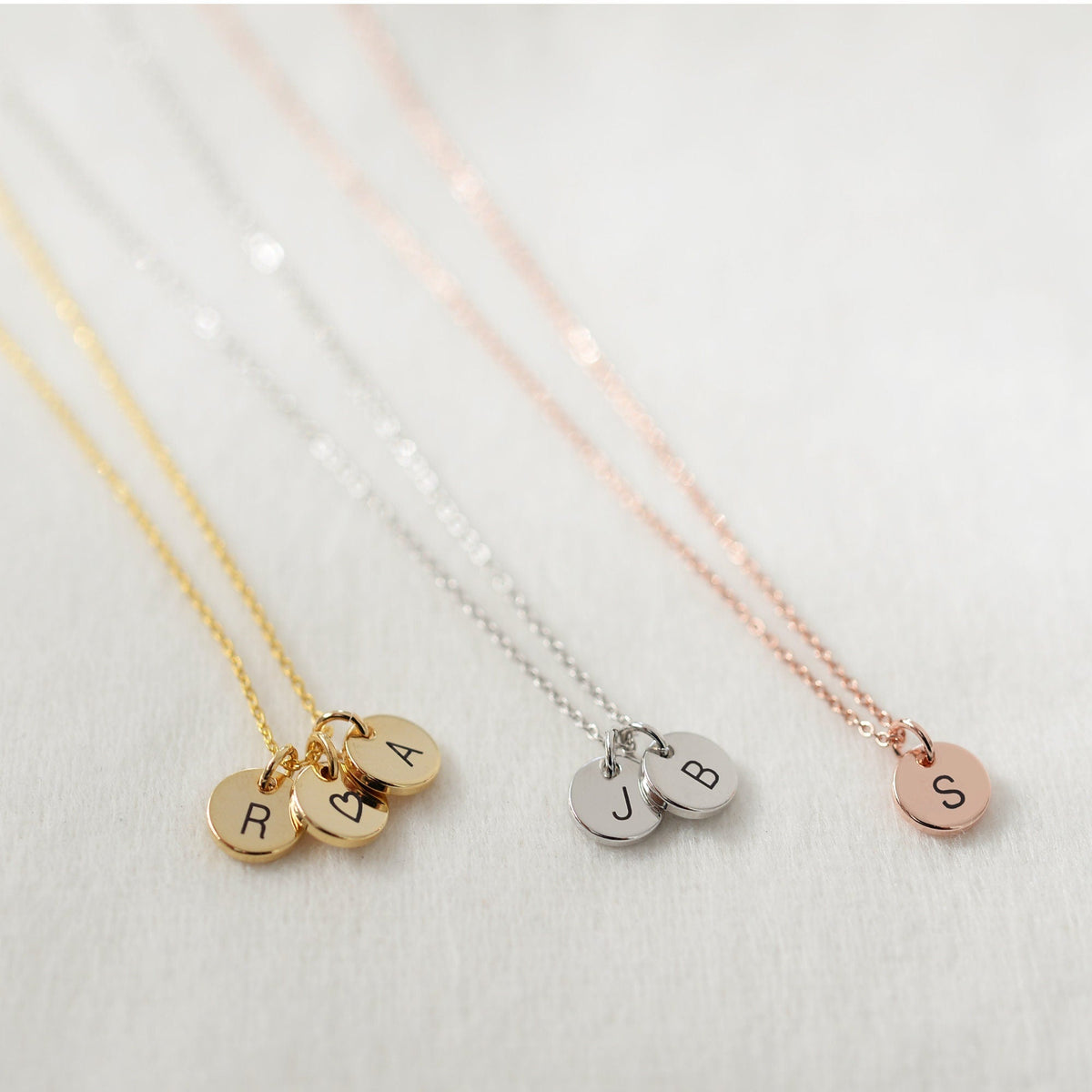 Personalized Initial Disc Necklace/ Engraved Letter Necklace