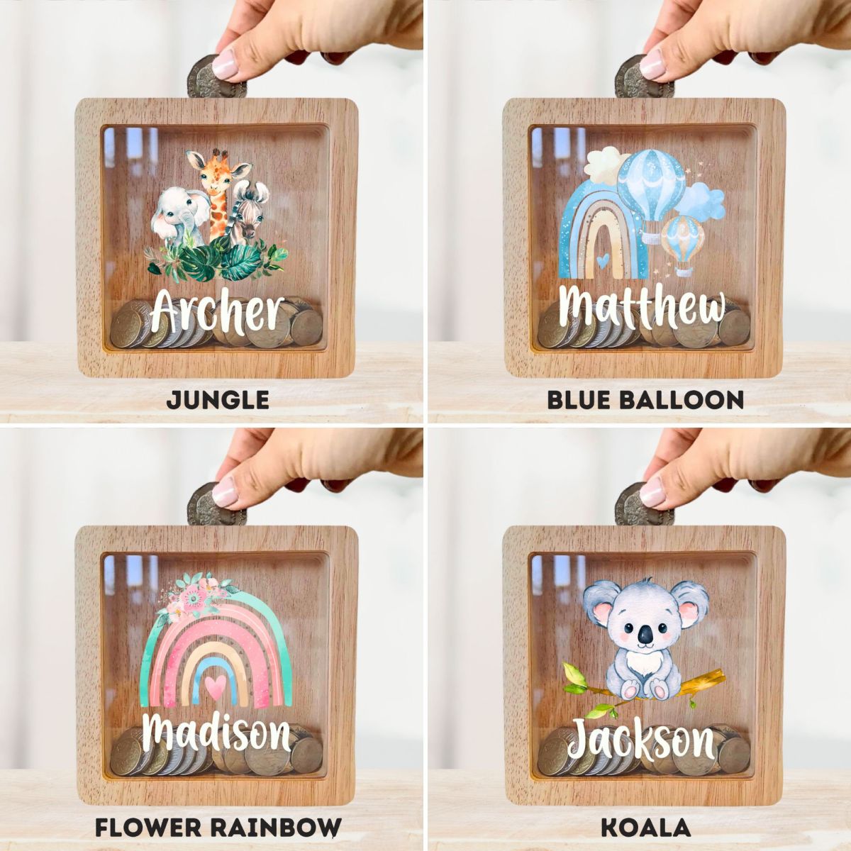 Personalised Kids For boy or girl Wood Custom Money Box