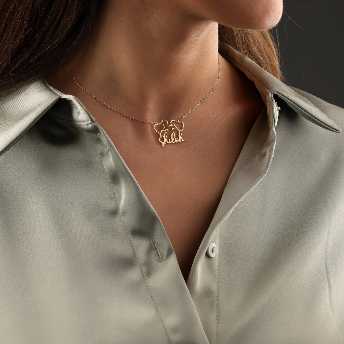 Personalized Dog Name and Dog Ears Necklace