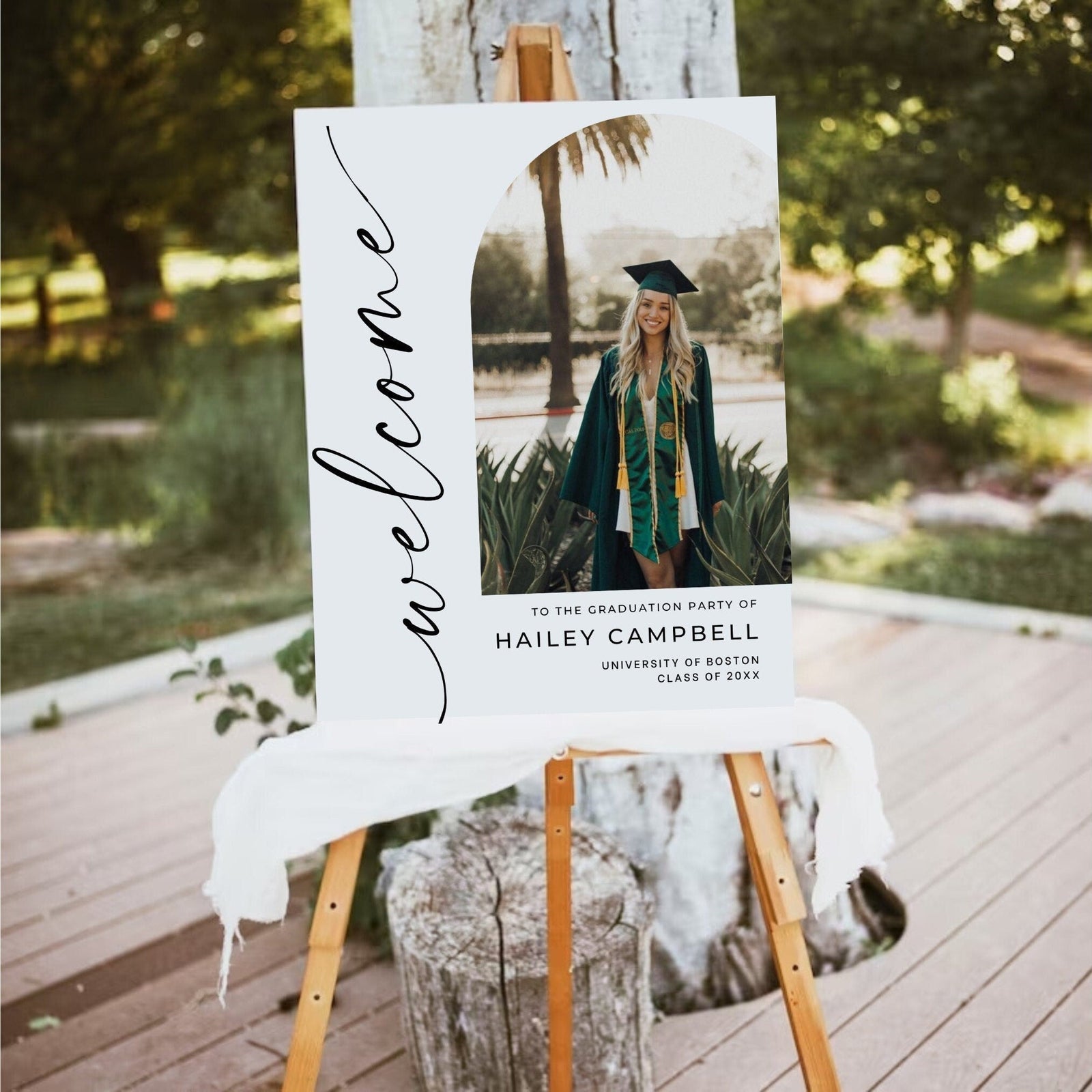 Personalized Graduation Welcome Sign, Custom Photo Grad Party Canvas Welcome Sign
