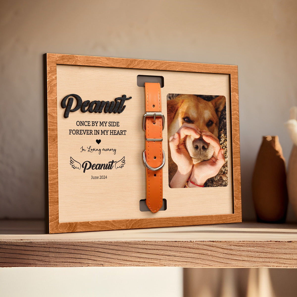 Personalized Dog Memorial Wood Frame With Collar Holder, Memorial Pet Collar Sign with Photo, Dog Memorial Gifts, Dog Sympathy Gift