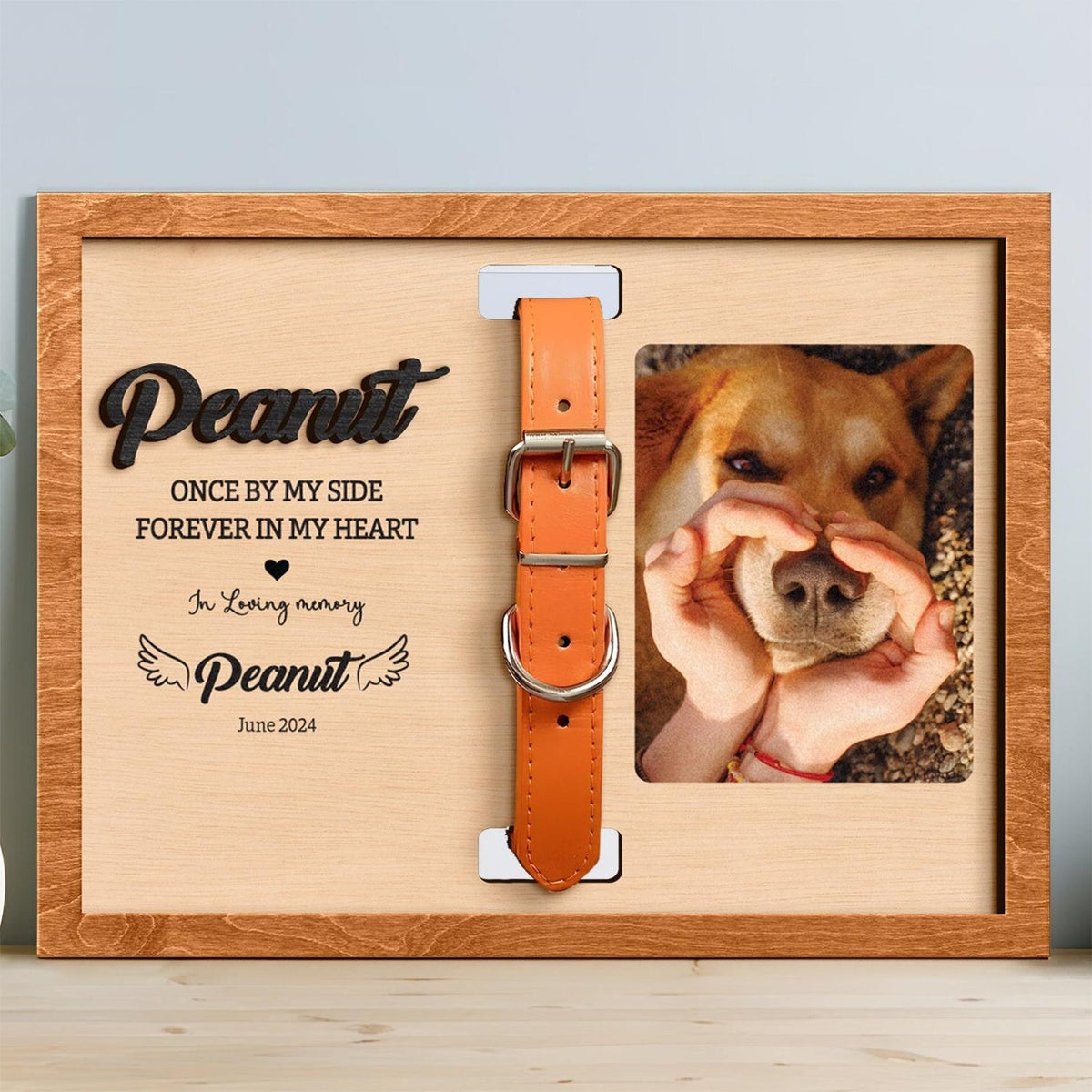 Personalized Dog Memorial Wood Frame With Collar Holder, Memorial Pet Collar Sign with Photo, Dog Memorial Gifts, Dog Sympathy Gift