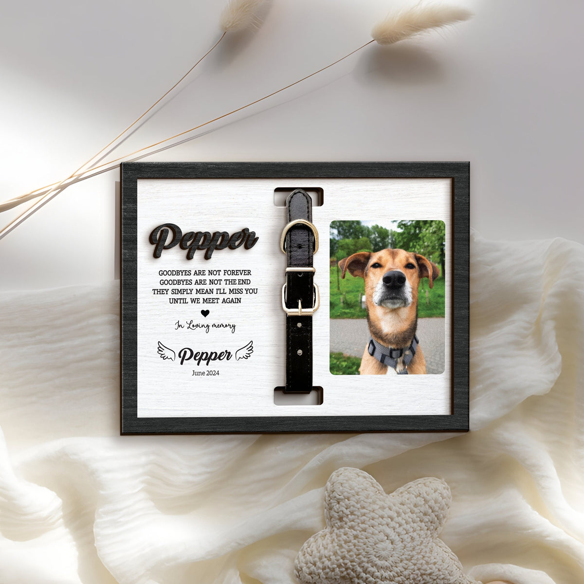 Personalized Dog Memorial Wood Frame With Collar Holder, Memorial Pet Collar Sign with Photo, Dog Memorial Gifts, Dog Sympathy Gift