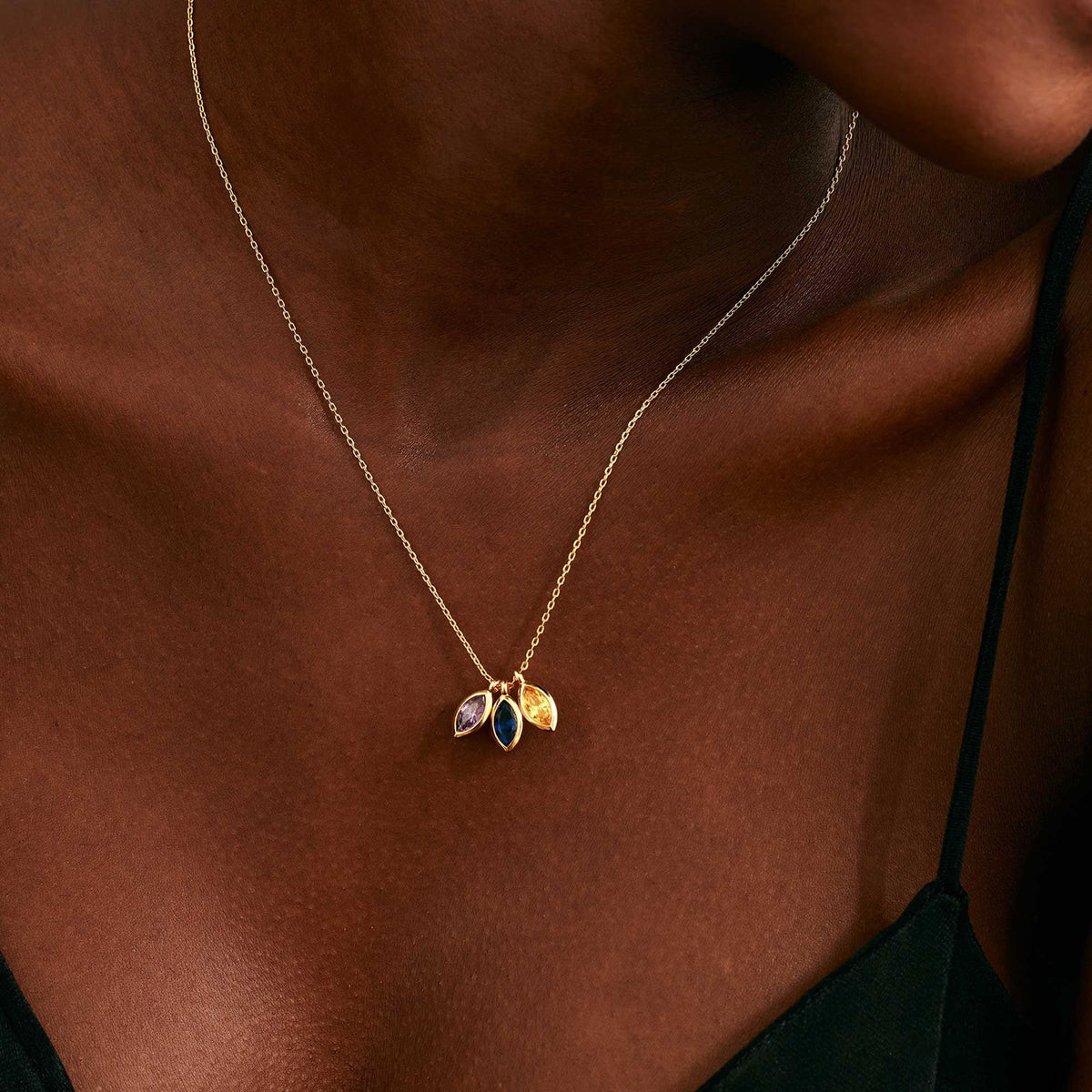 Personalized Leaf Birthstone Necklace, Grandma Mother Gift