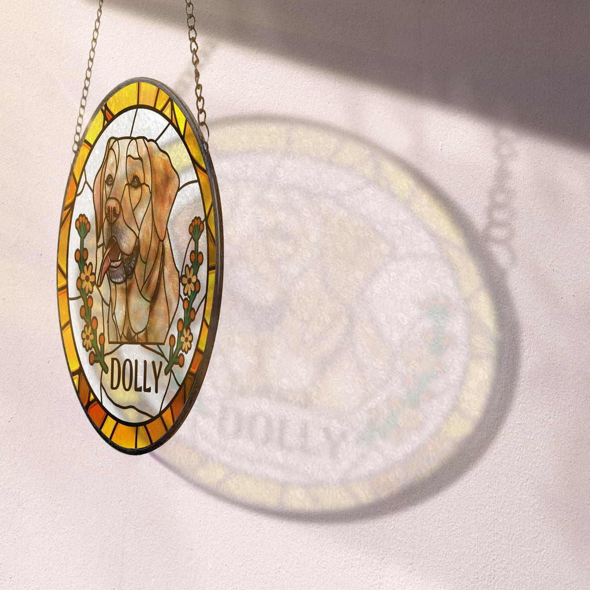 Custom Pet Portrait Stained Suncatcher Ornament, Sympathy Gifts