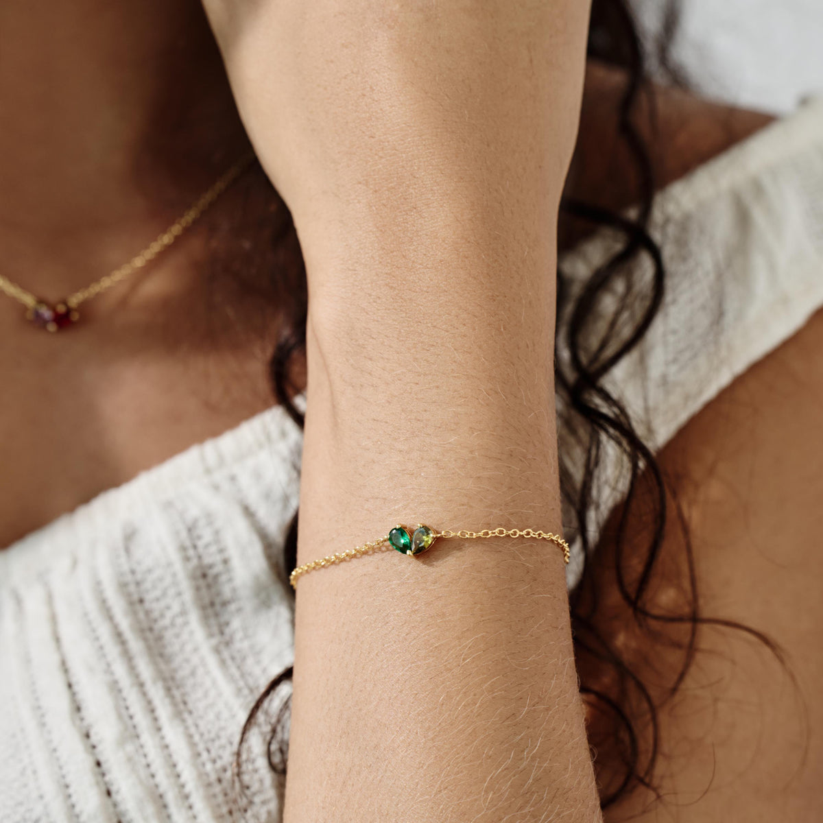 Custom Heart Birthstone Bracelet, 2 Birthstone Bracelet, Mothers Gift,Birthday Gift for Her