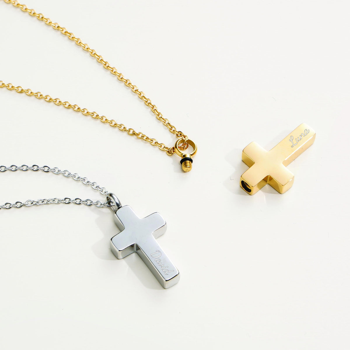 Engraved Name Personalized CROSS URN NECKLACE Cremation Jewelry