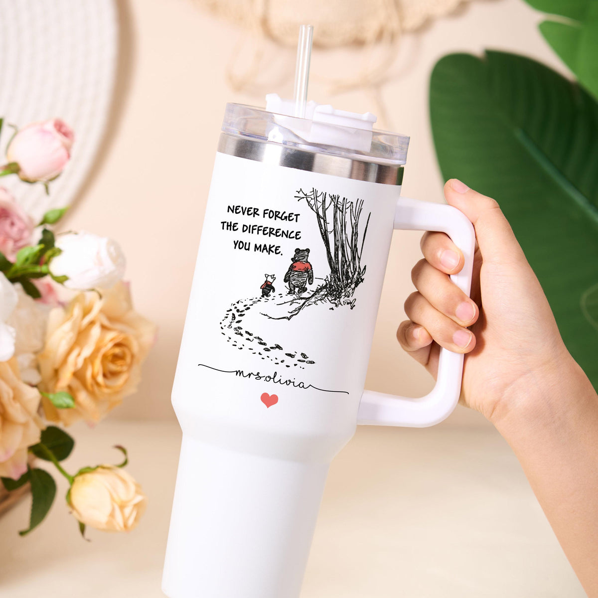 Never Forget the Difference You Make Personalized 40oz Tumbler Teacher Appreciation Gift