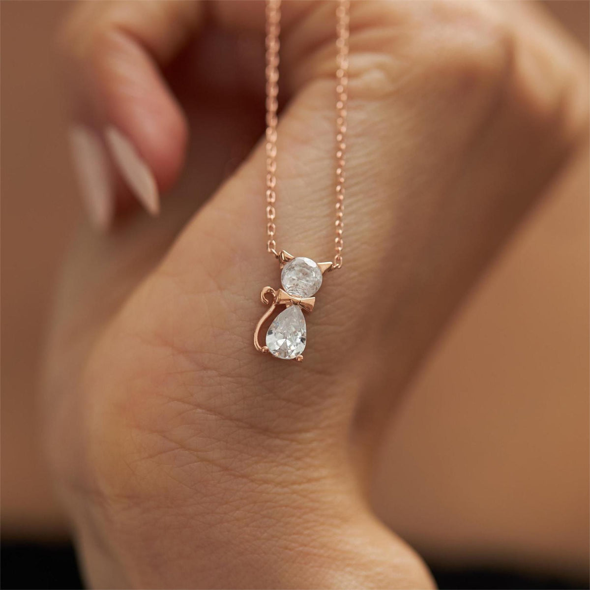 Custom Birthstone Cat Necklace for Women,Kitten Necklace, Gift for Cat Lovers