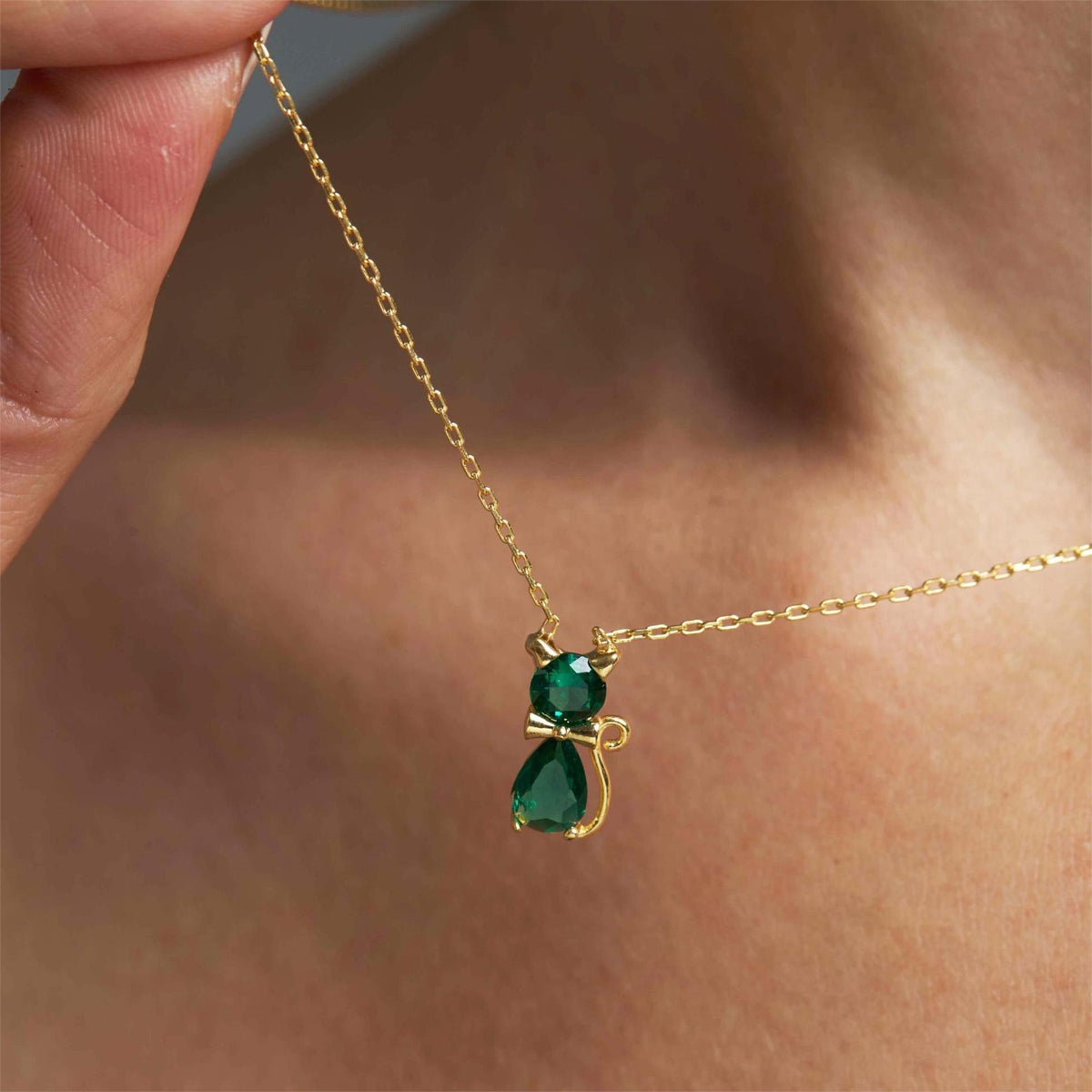 Custom Birthstone Cat Necklace for Women,Kitten Necklace, Gift for Cat Lovers