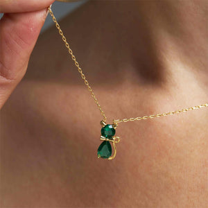 Custom Birthstone Cat Necklace for Women,Kitten Necklace, Gift for Cat Lovers